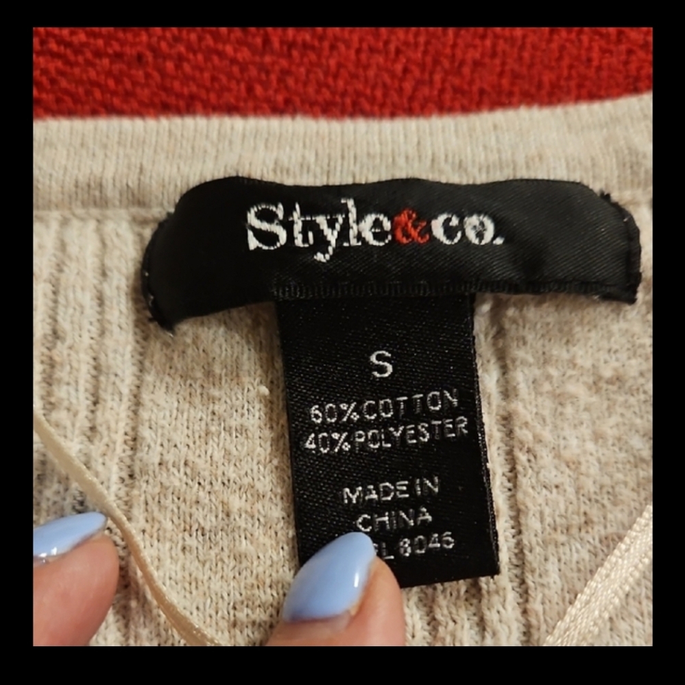 Style & Co. Cream Ribbed Tunic Top Small - Picture 4 of 8